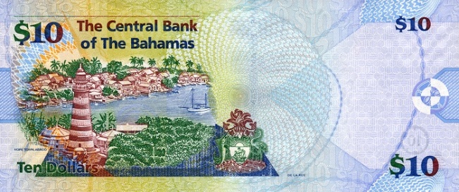 Купюра номиналом 10 багамских долларов, обратная сторона